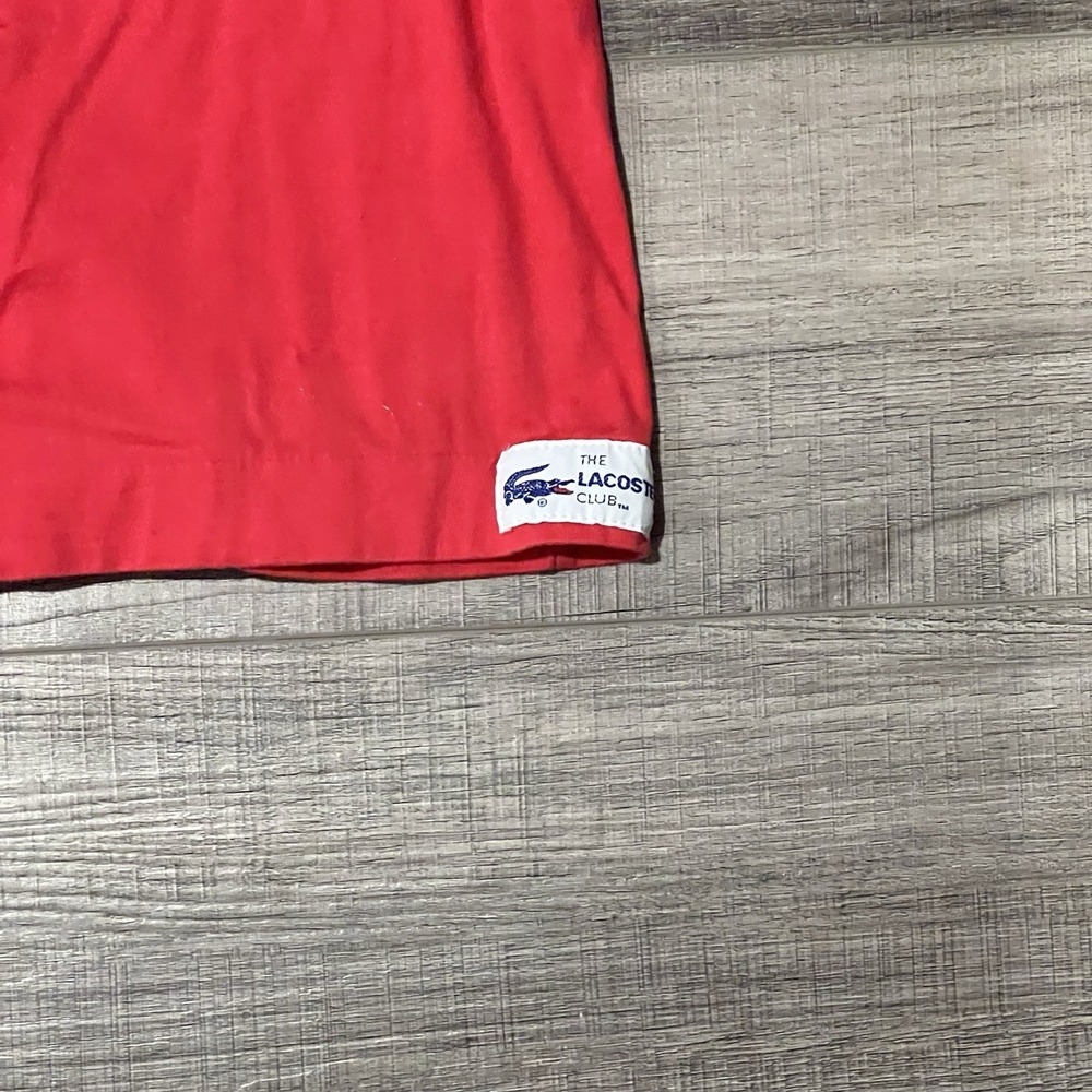 Vintage 80s  Lacoste Club Pique Polo Size Large Red Chest Pocket - Picture 3 of 6